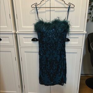 Windsor Blue Sequin Sheath Dress Sleeveless Cocktail
